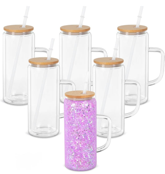 Snow Globe Glass Tumbler with Handle