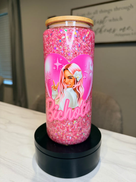 Snow Globe Glass Tumbler with Handle