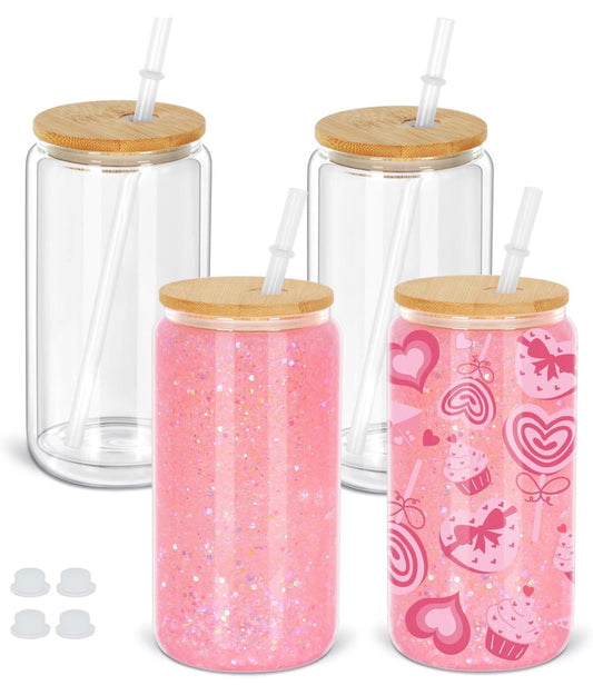 16oz Snow Globe Glass Tumblers